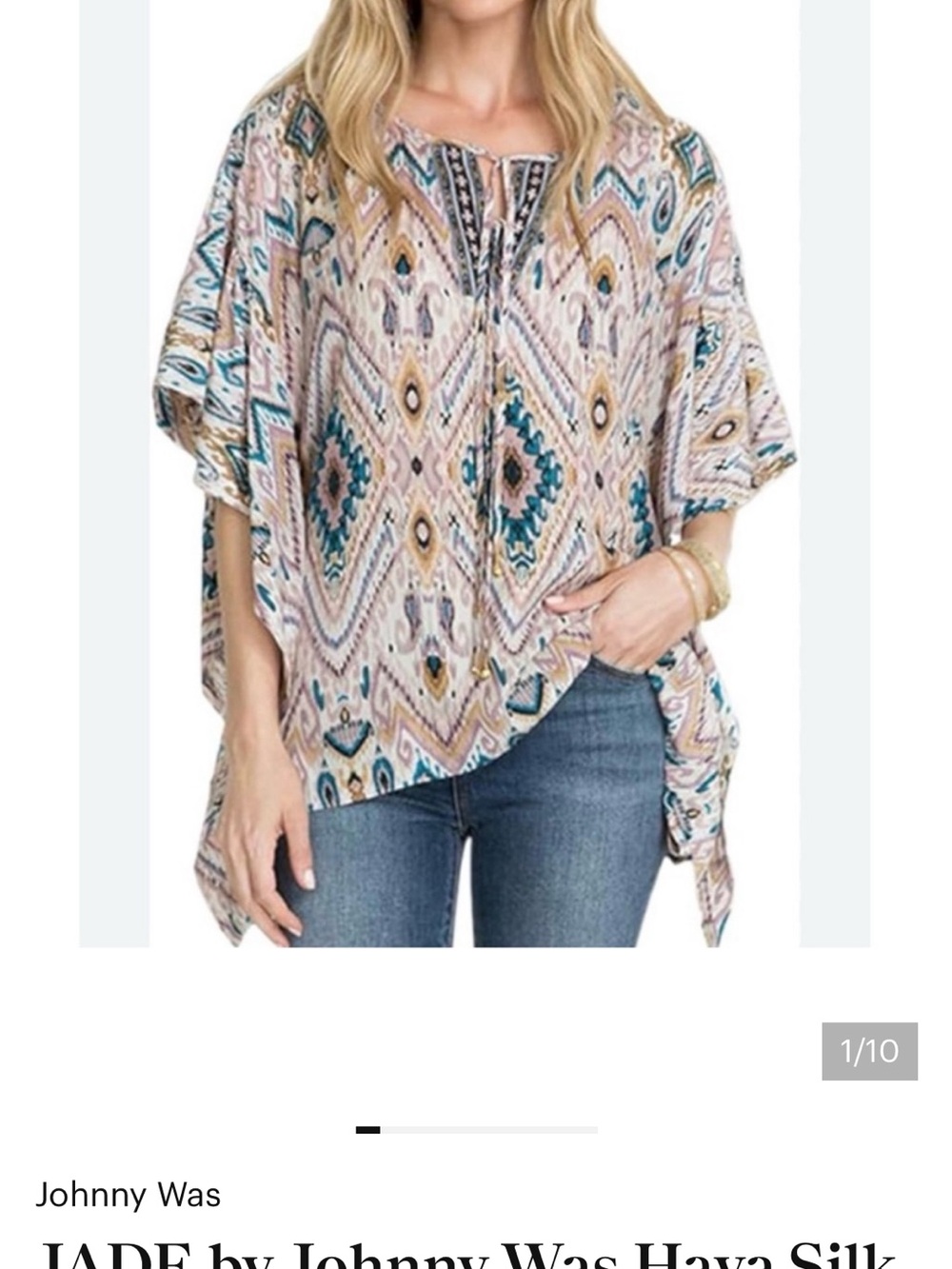 Johnny was Ikat print silk poncho top